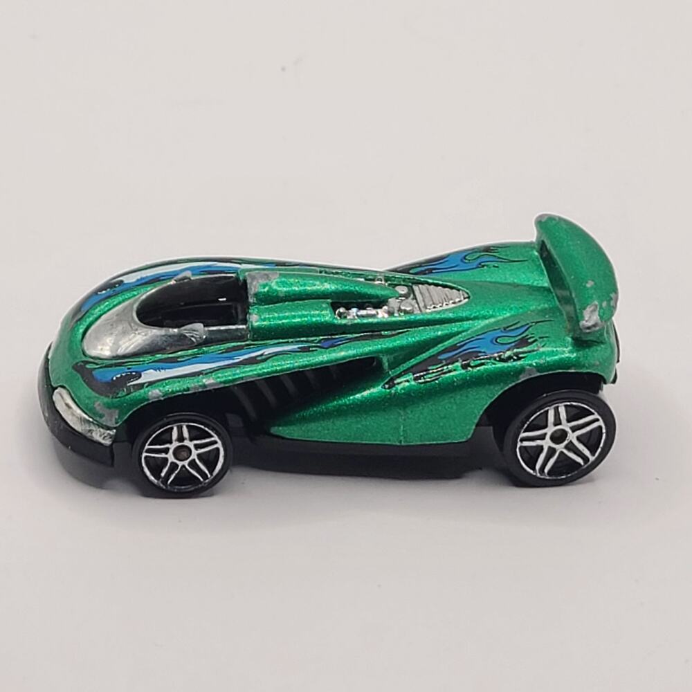 Hot Wheels Green Race Car With Flames 1990 Made in Thailand B08